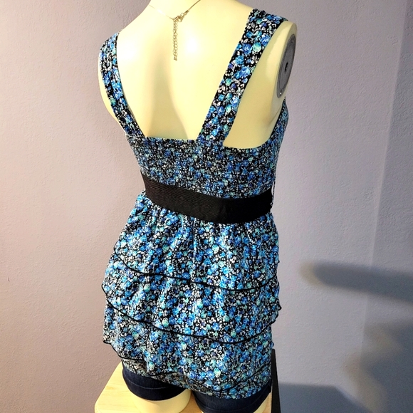 Emerald Sundae Blue Floral Ruffle Tank Top - Picture 4 of 6